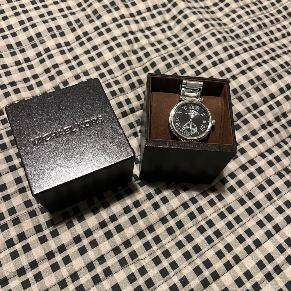 Michael Kors Silver and Black Luxury Watch